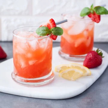 Strawberry basil bourbon smash